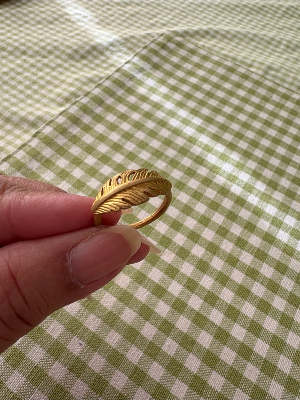 Cost Plus World Market Gold Feather Ring